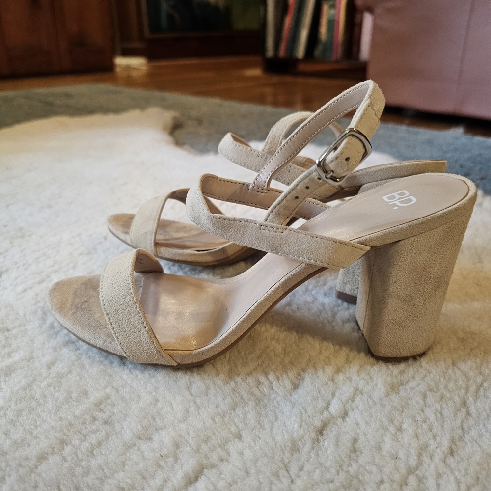 BP Cream Block Heel Sandals
